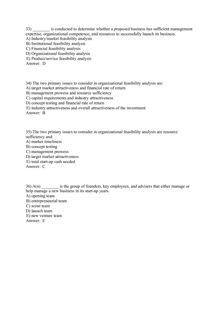 Test Bank for Ventures Feasibility Part 1 - Page 10