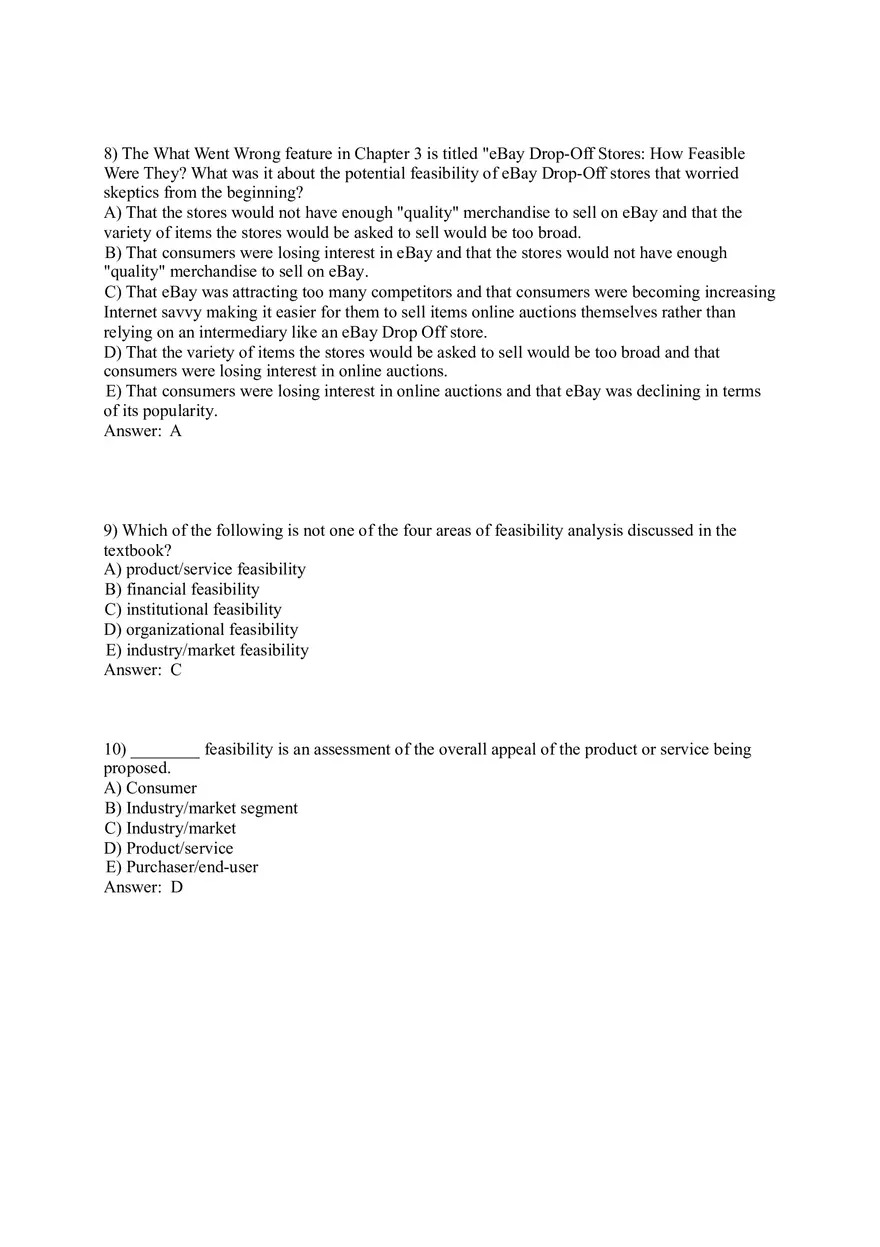 Test Bank for Ventures Feasibility Part 1 - Page 3