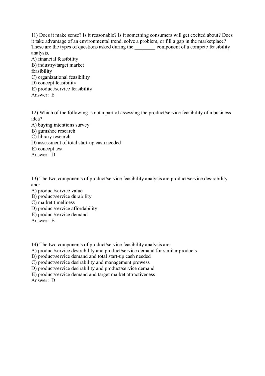 Test Bank for Ventures Feasibility Part 1 - Page 4