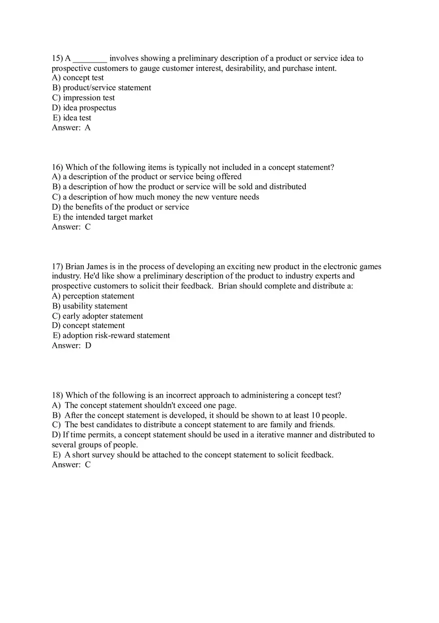 Test Bank for Ventures Feasibility Part 1 - Page 5