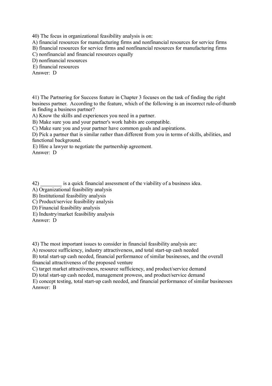 Test Bank for Ventures Feasibility Part 2 - Page 2