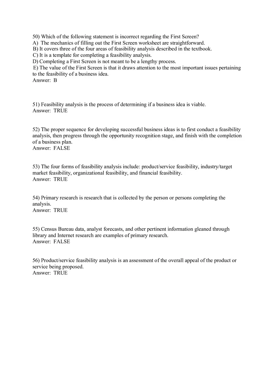 Test Bank for Ventures Feasibility Part 2 - Page 5