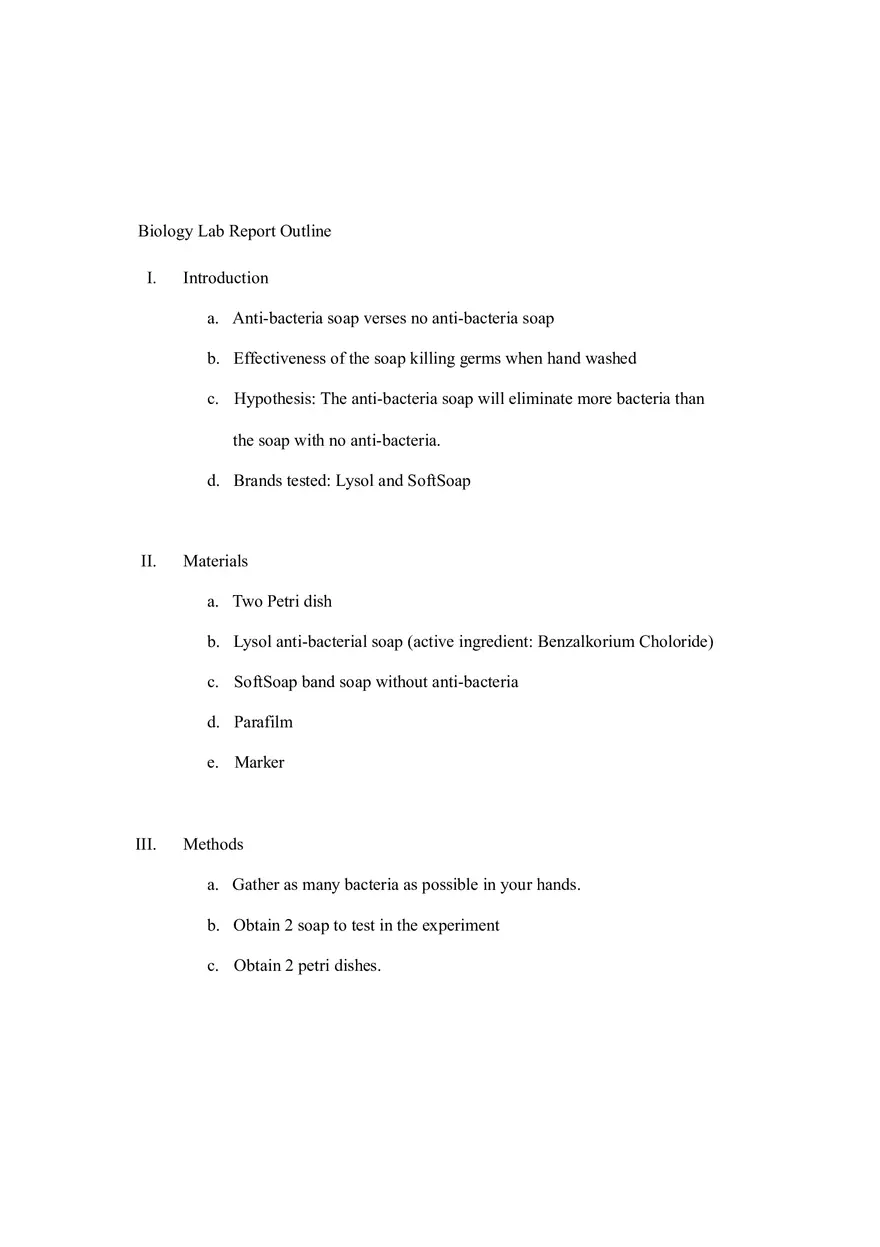 Biology Laboratory Outline - Page 1