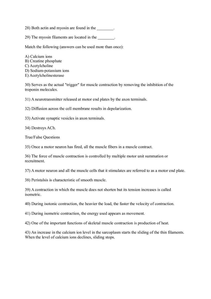 Answer Sheet at the End of Exam - Anatomy and Physiology - Page 4
