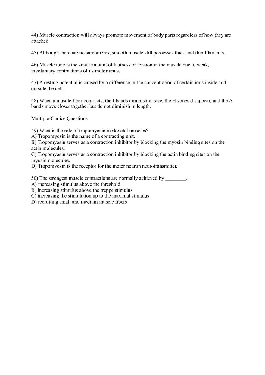 Answer Sheet at the End of Exam - Anatomy and Physiology - Page 5
