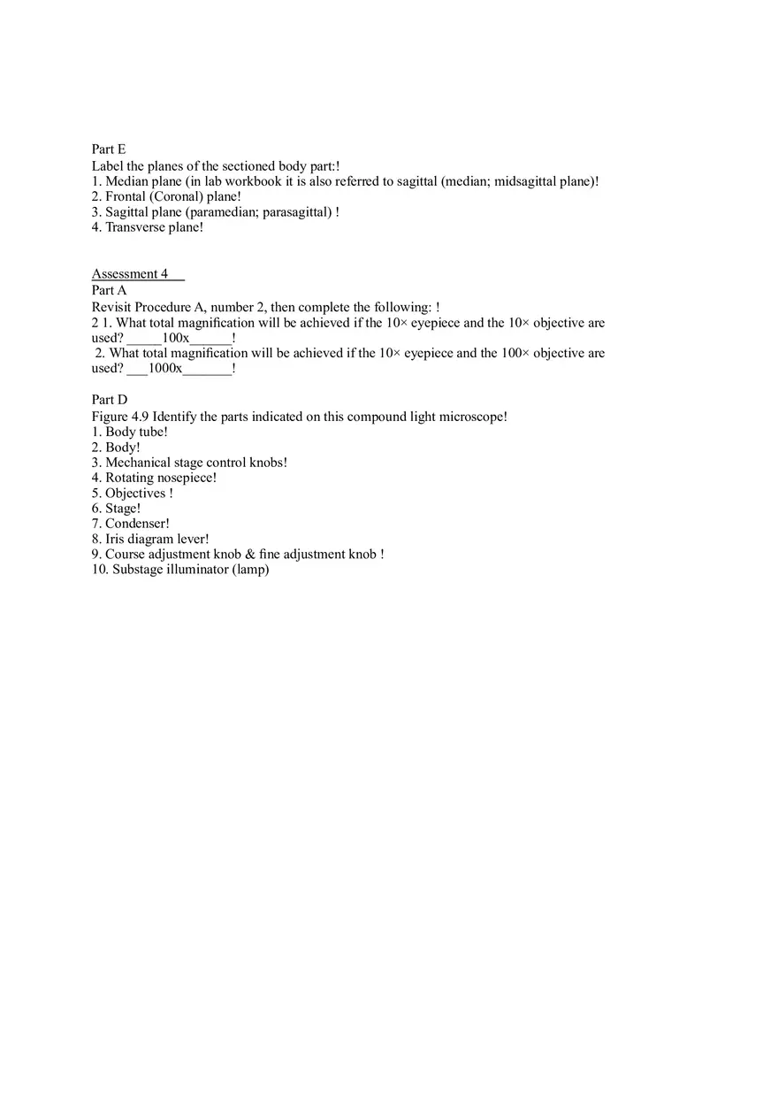 Body Organization, Microscope Lab Report - Page 2