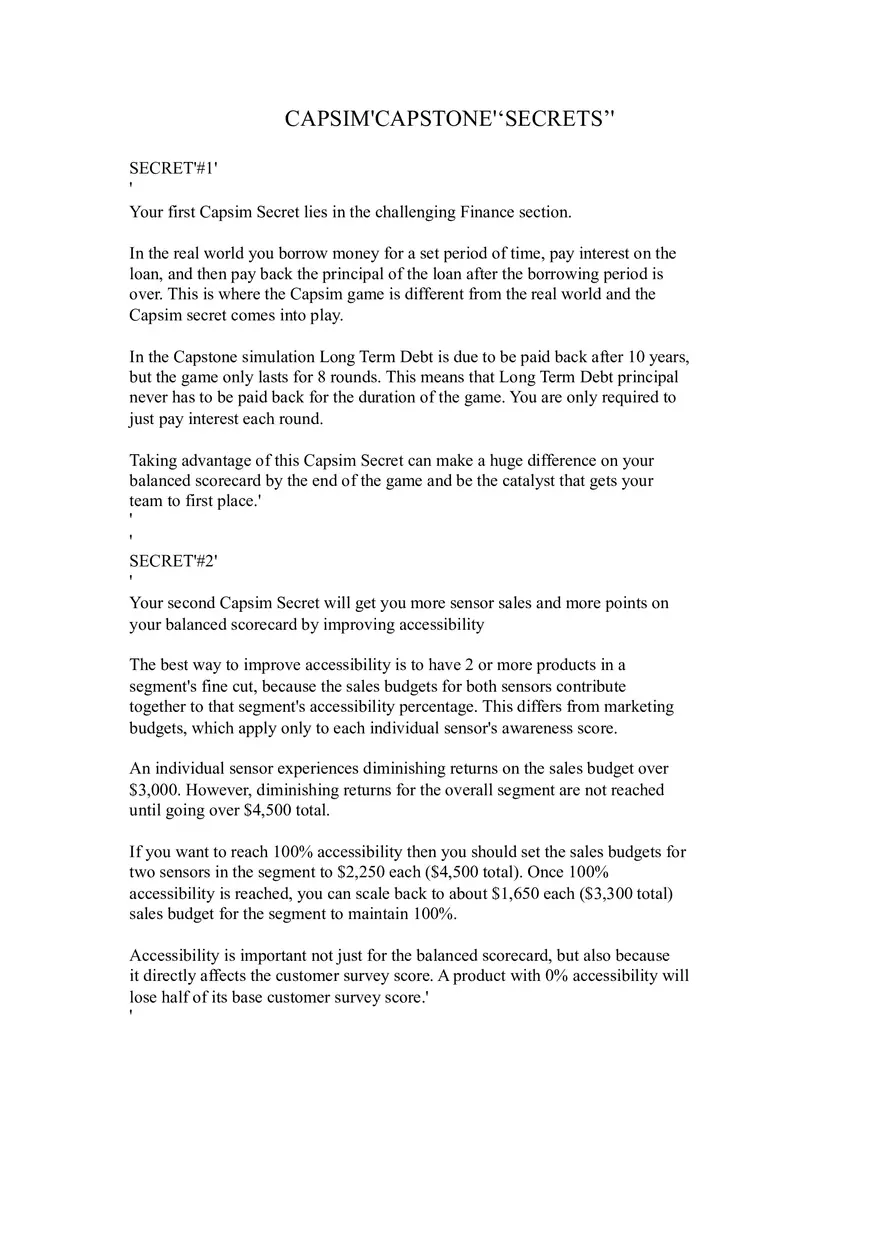 Capsim Strategy Leveraging Long-Term Debt - Page 1