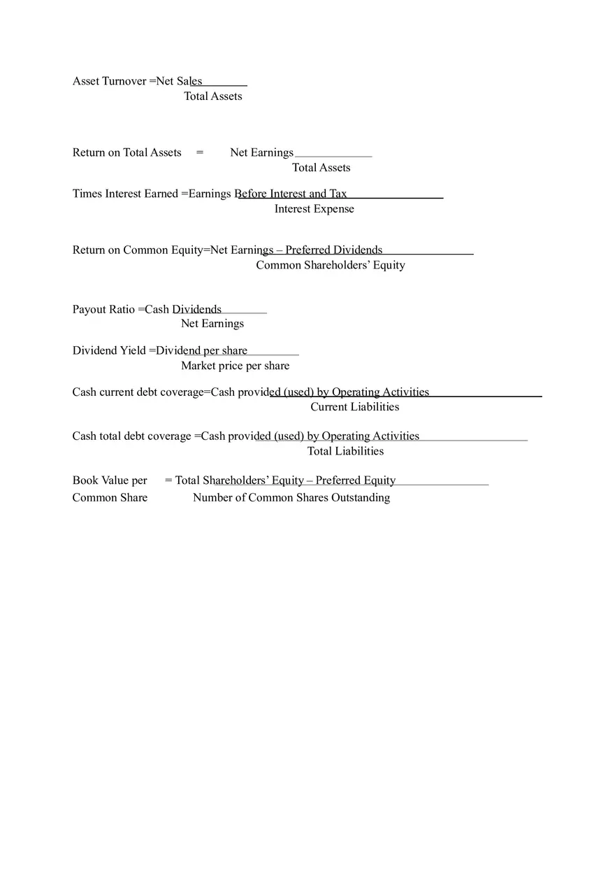 Accounting Ratio Formula Sheet - Page 2