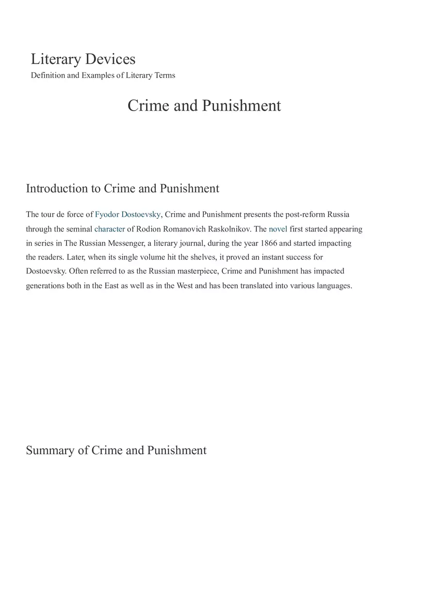 Crime and Punishment - Study Guide and Literary Analysis - Page 1