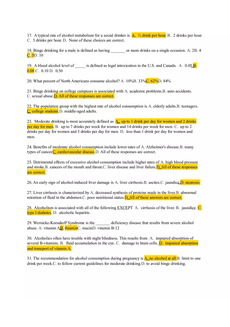 Chapter 1 Test Bank - Alcohol - Page 2