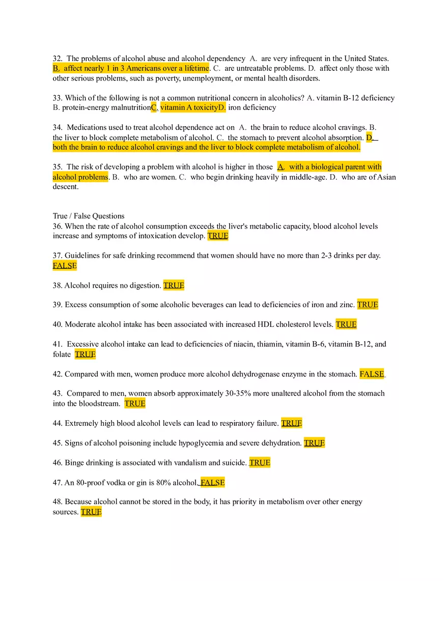 Chapter 1 Test Bank - Alcohol - Page 3