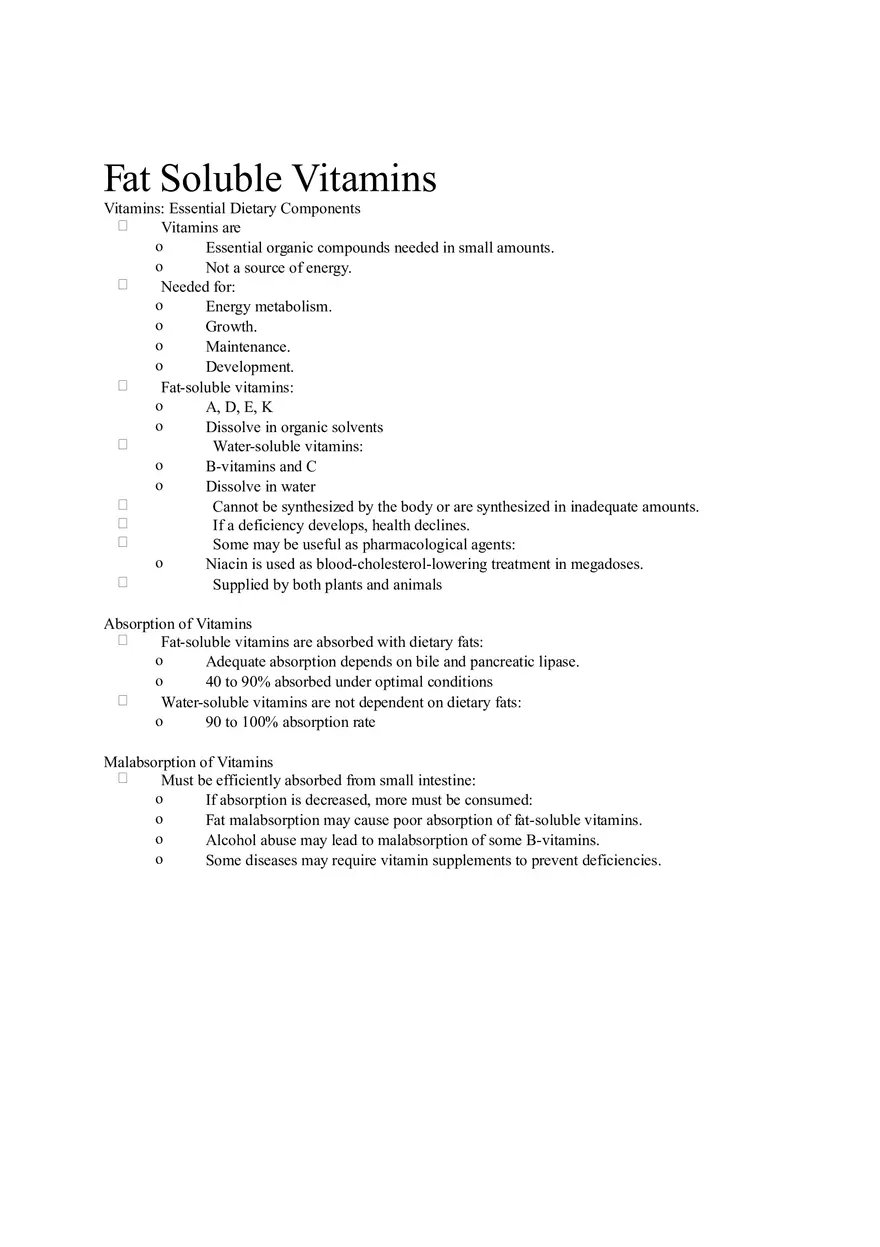 Chapter 6 Alcohol - Fat Soluble Vitamins Pt1 - Page 1