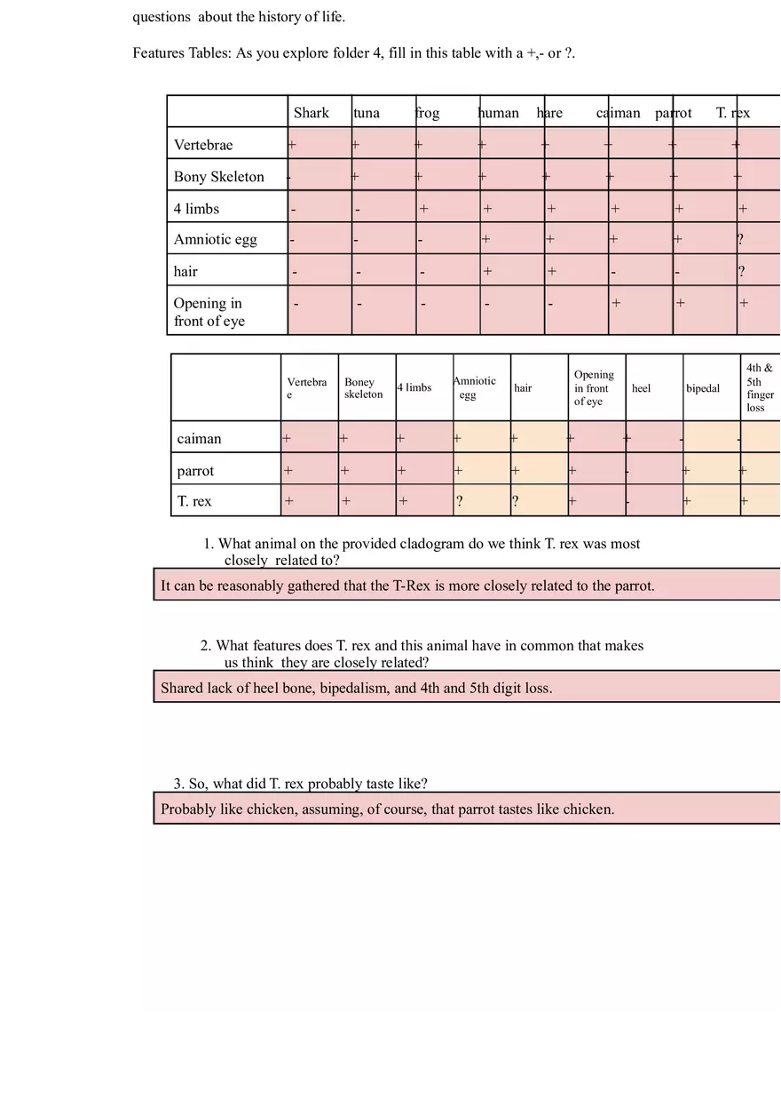 What did T Rex Taste Like (Answer Key) - Page 3