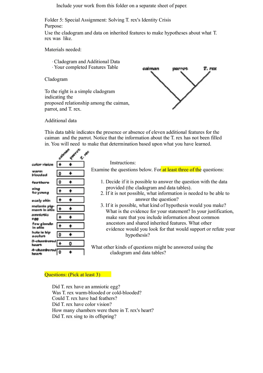 What did T Rex Taste Like (Answer Key) - Page 4