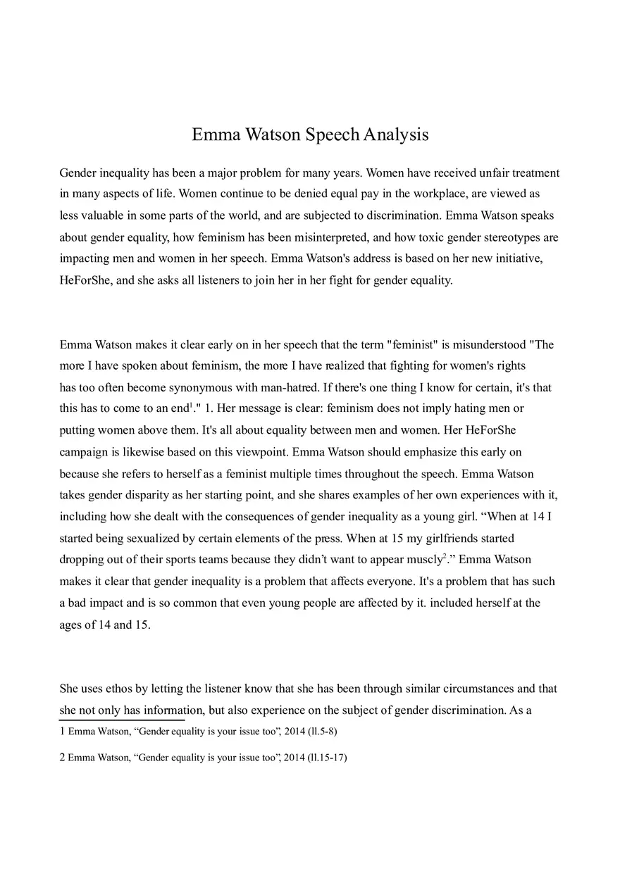 Emma Watson Speech Analysis - Page 1
