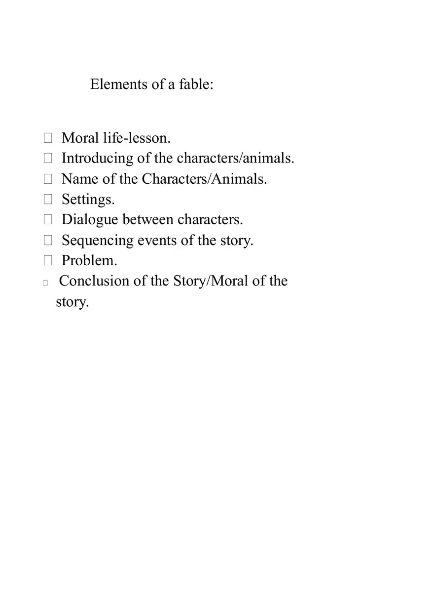 Key Elements of a Fable Structure - Page 1