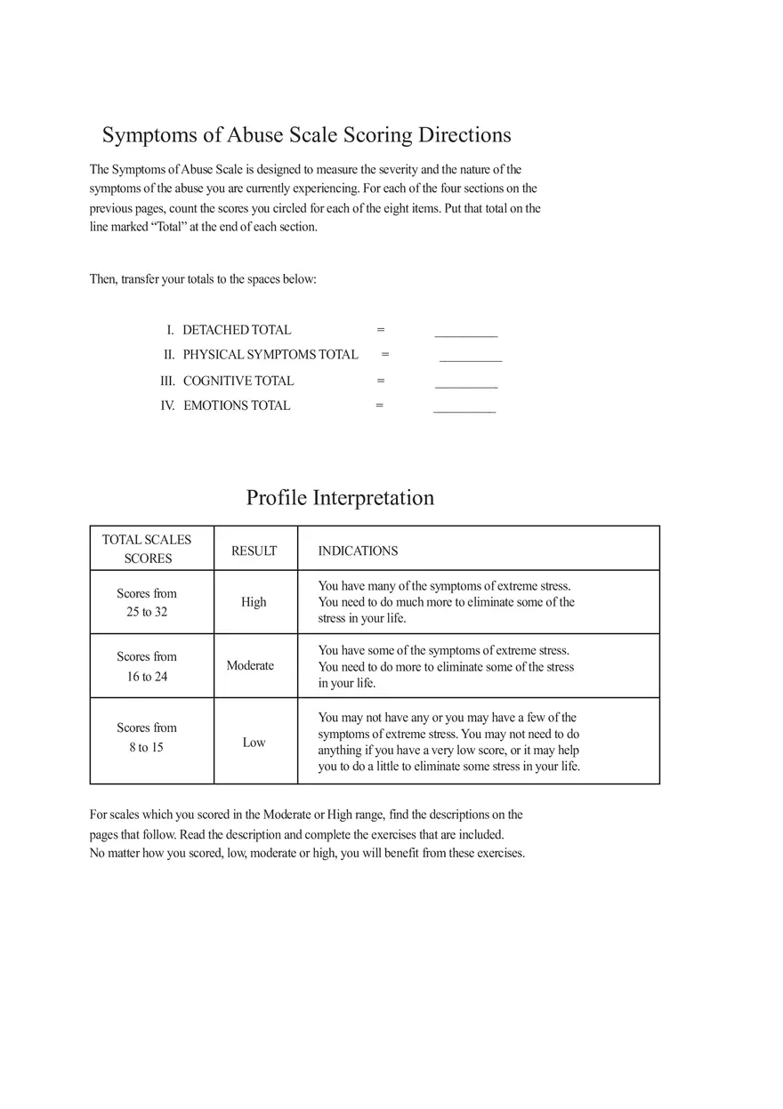 Symptoms of Abuse Scale Directions, Practice Sheets - Page 4