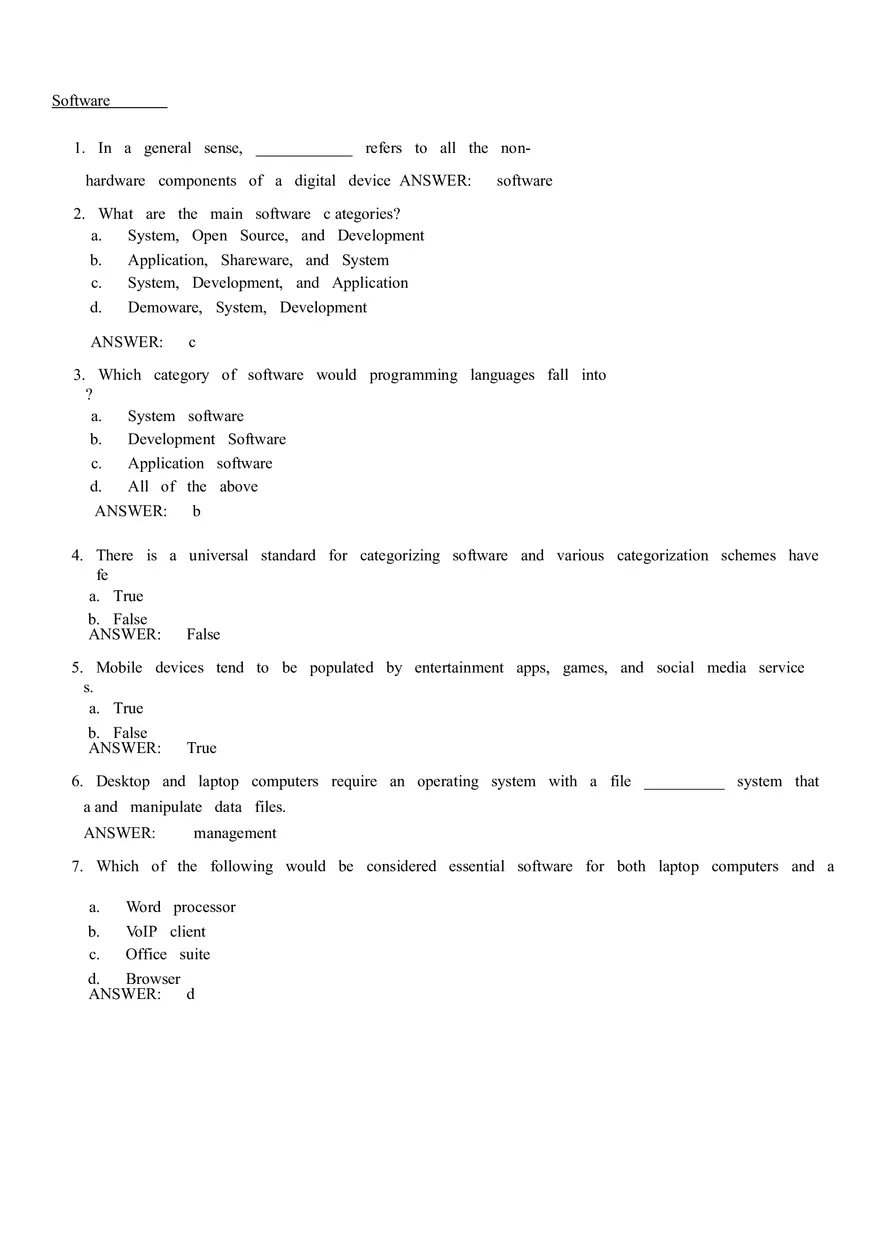Software - Multiple Choice - Page 1