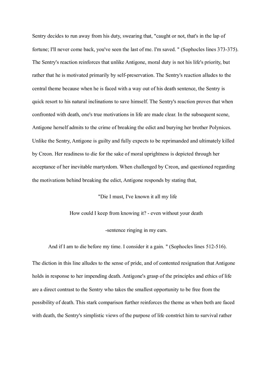 Comparison of the Sentry to the Character of Antigone - Page 3