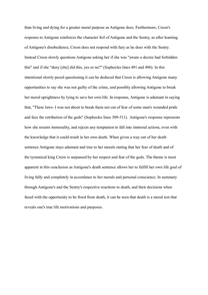 Comparison of the Sentry to the Character of Antigone - Page 4