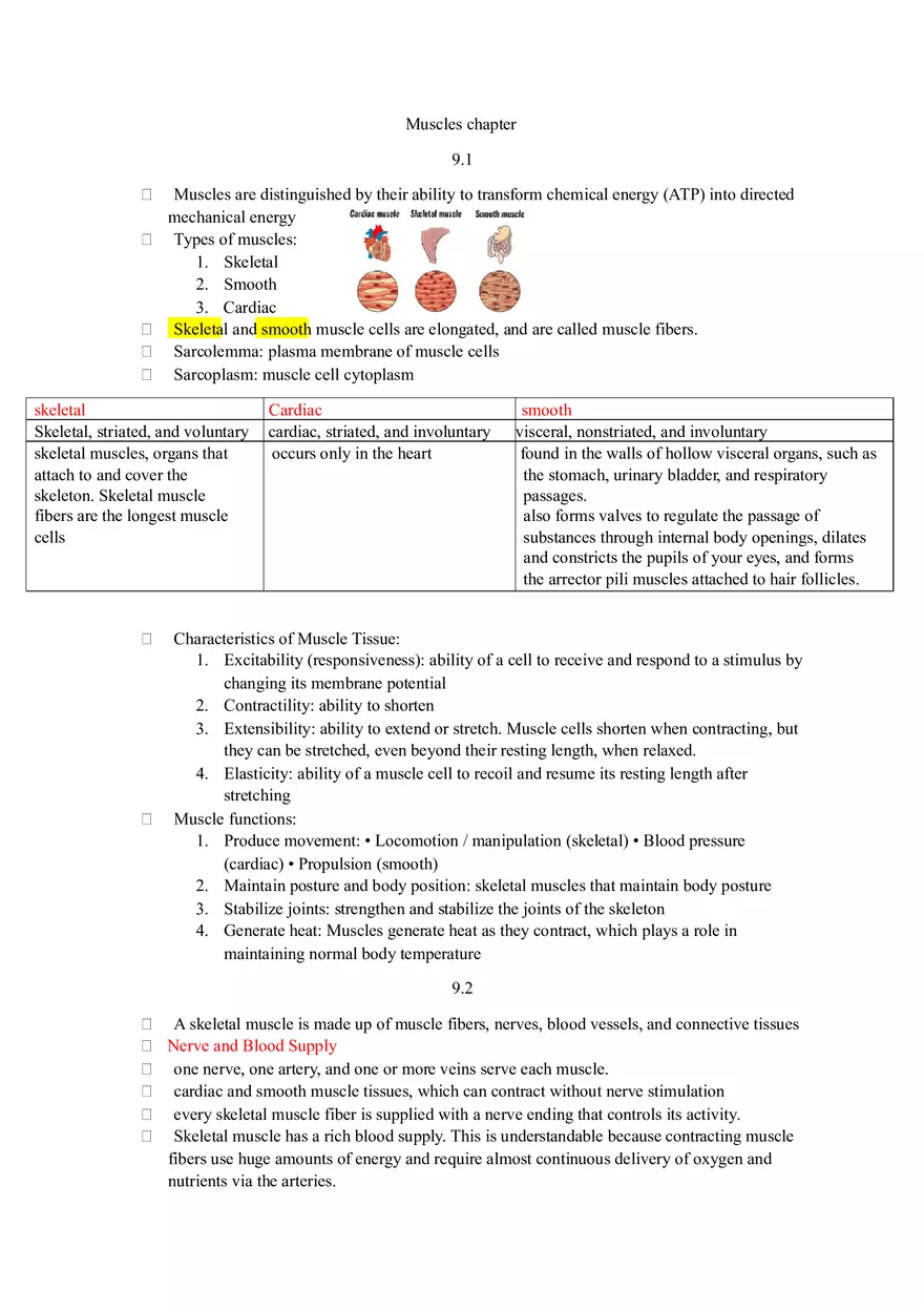 Human Biology Muscles Chapter Summary Guide - Page 1