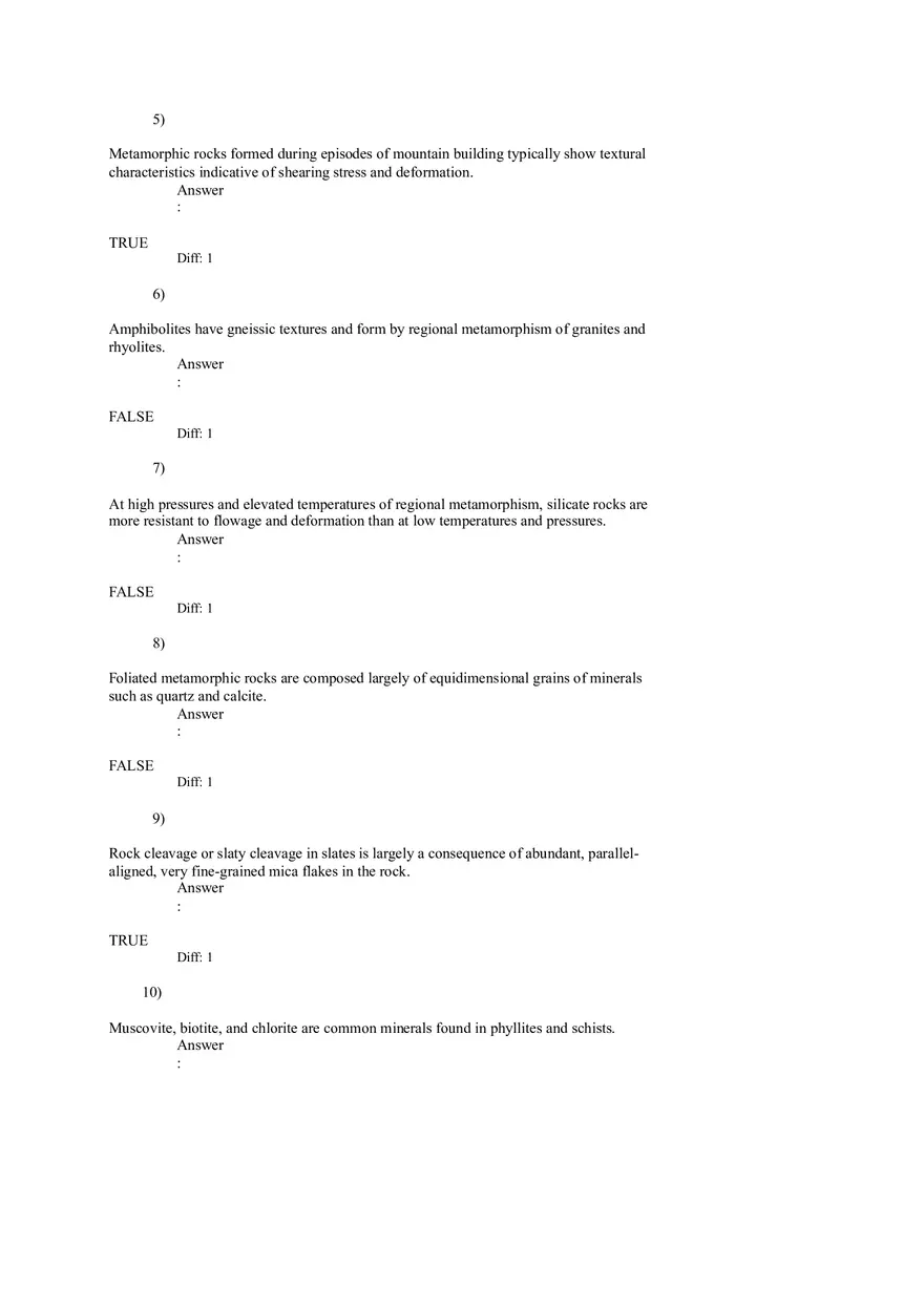 Metamorphism and Metamorphic Rocks Cont'd - Page 9