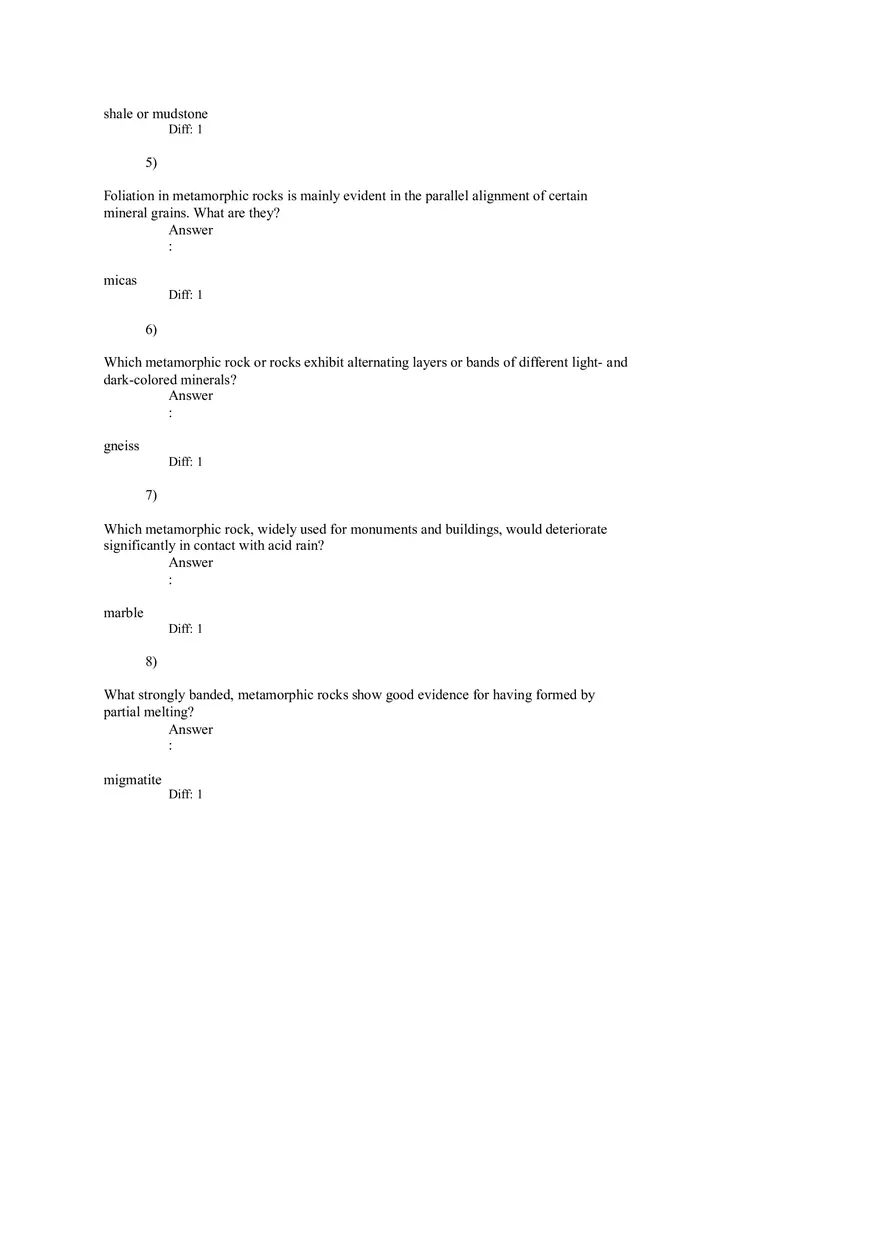 Metamorphism and Metamorphic Rocks Cont'd - Page 12