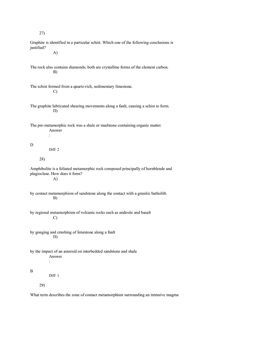 Metamorphism and Metamorphic Rocks Cont'd - Page 1