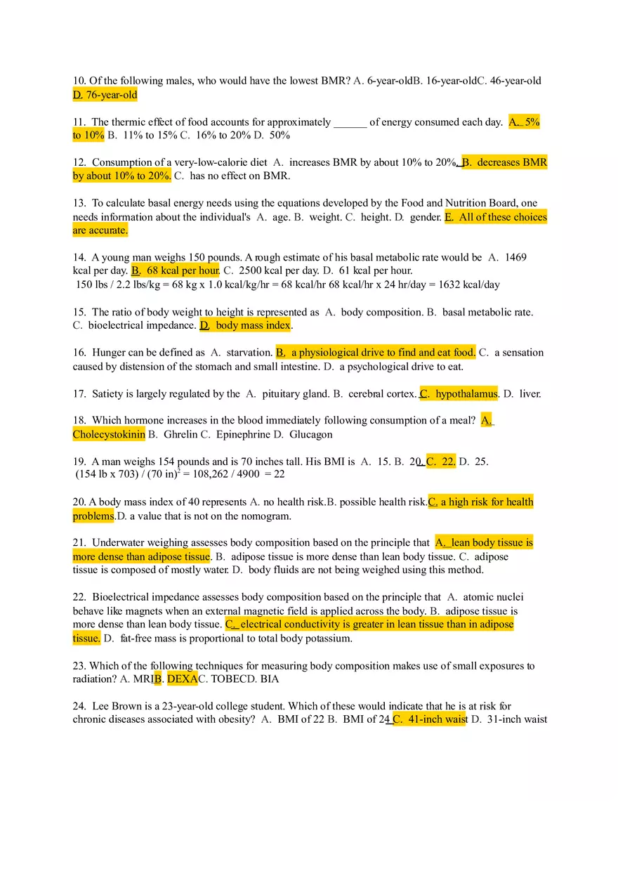 Chapter 5 Test Bank - Energy Balance and Weight Control - Page 2