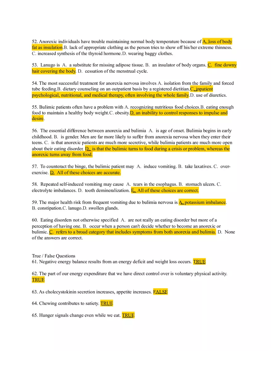 Chapter 5 Test Bank - Energy Balance and Weight Control - Page 5