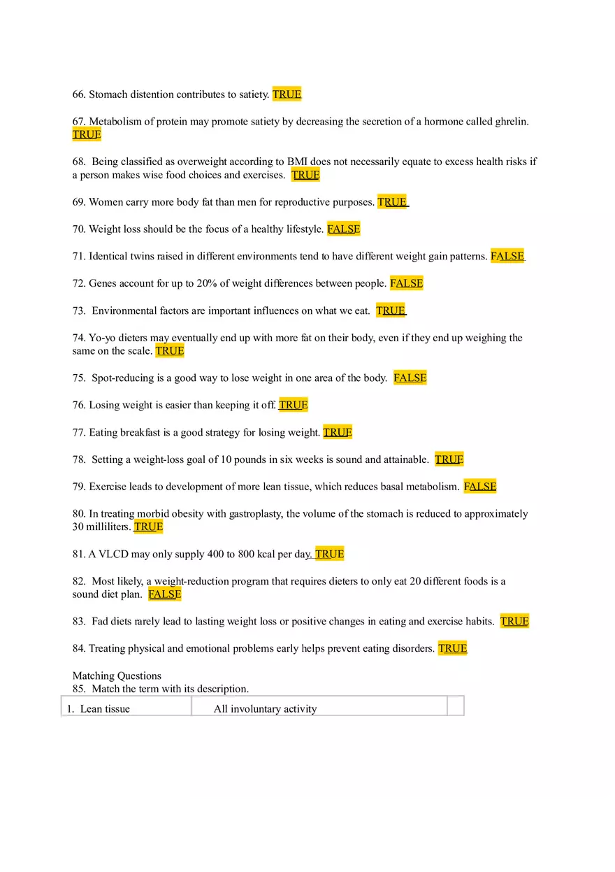 Chapter 5 Test Bank - Energy Balance and Weight Control - Page 6