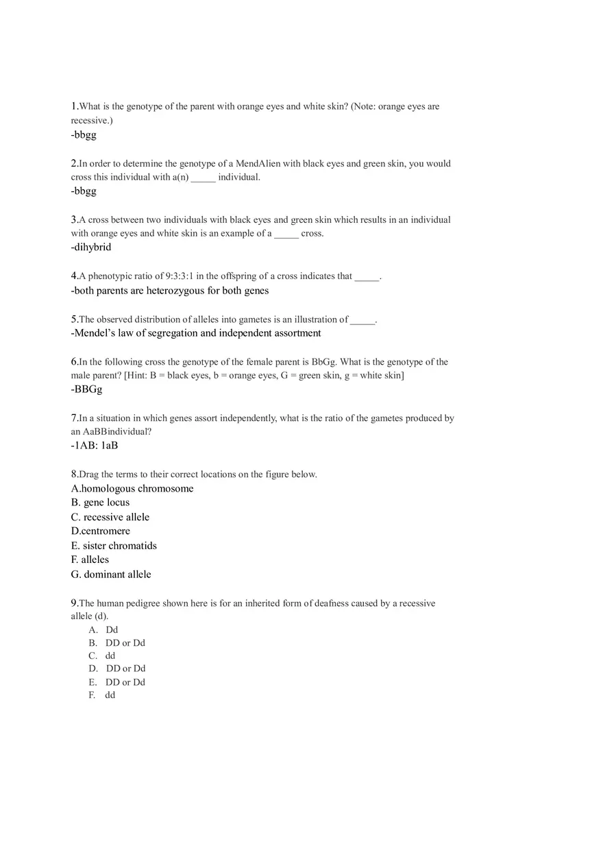 Genetics and Mendelian Inheritance Core Notes - Page 1