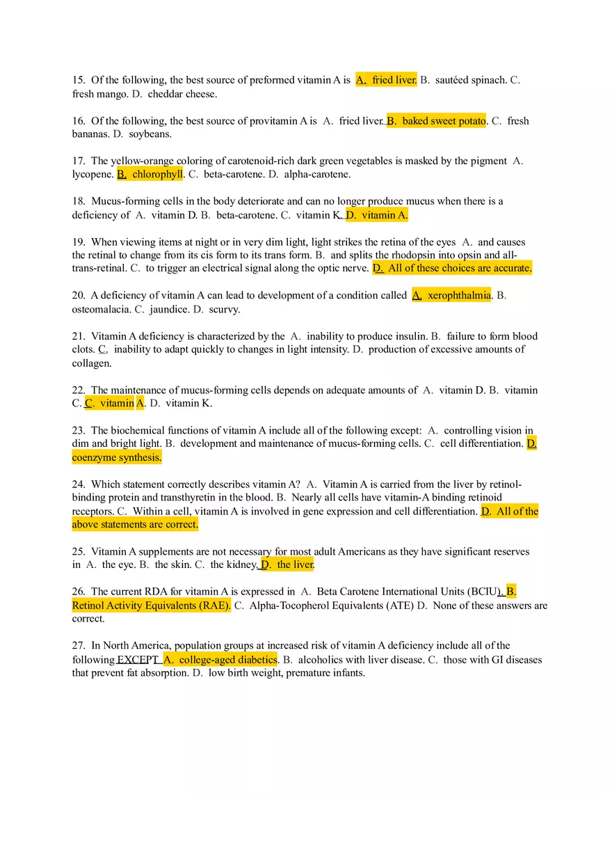 Chapter 8 Test Bank - Fat Soluble Vitamins - Page 2