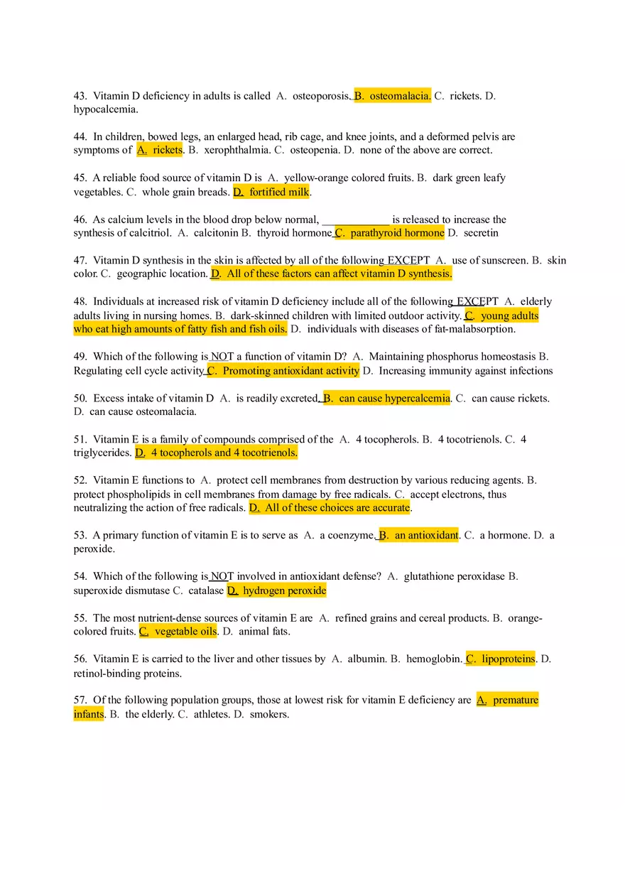 Chapter 8 Test Bank - Fat Soluble Vitamins - Page 4