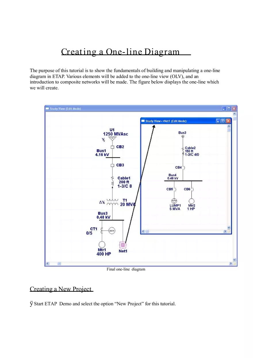 Creating a One-Line Diagram Part I - Page 1