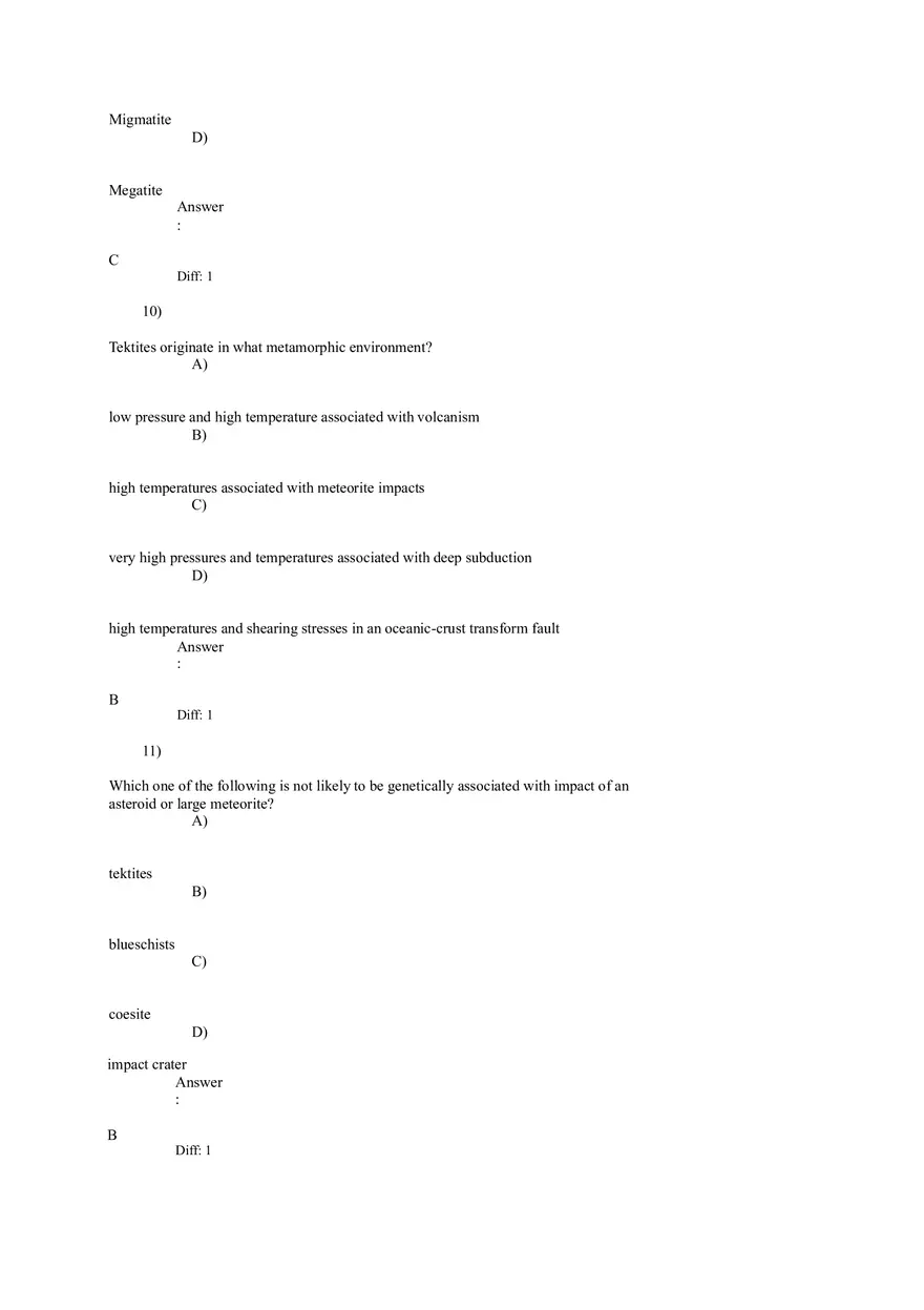 Metamorphism and Metamorphic Rocks Answers 1-26 - Page 7