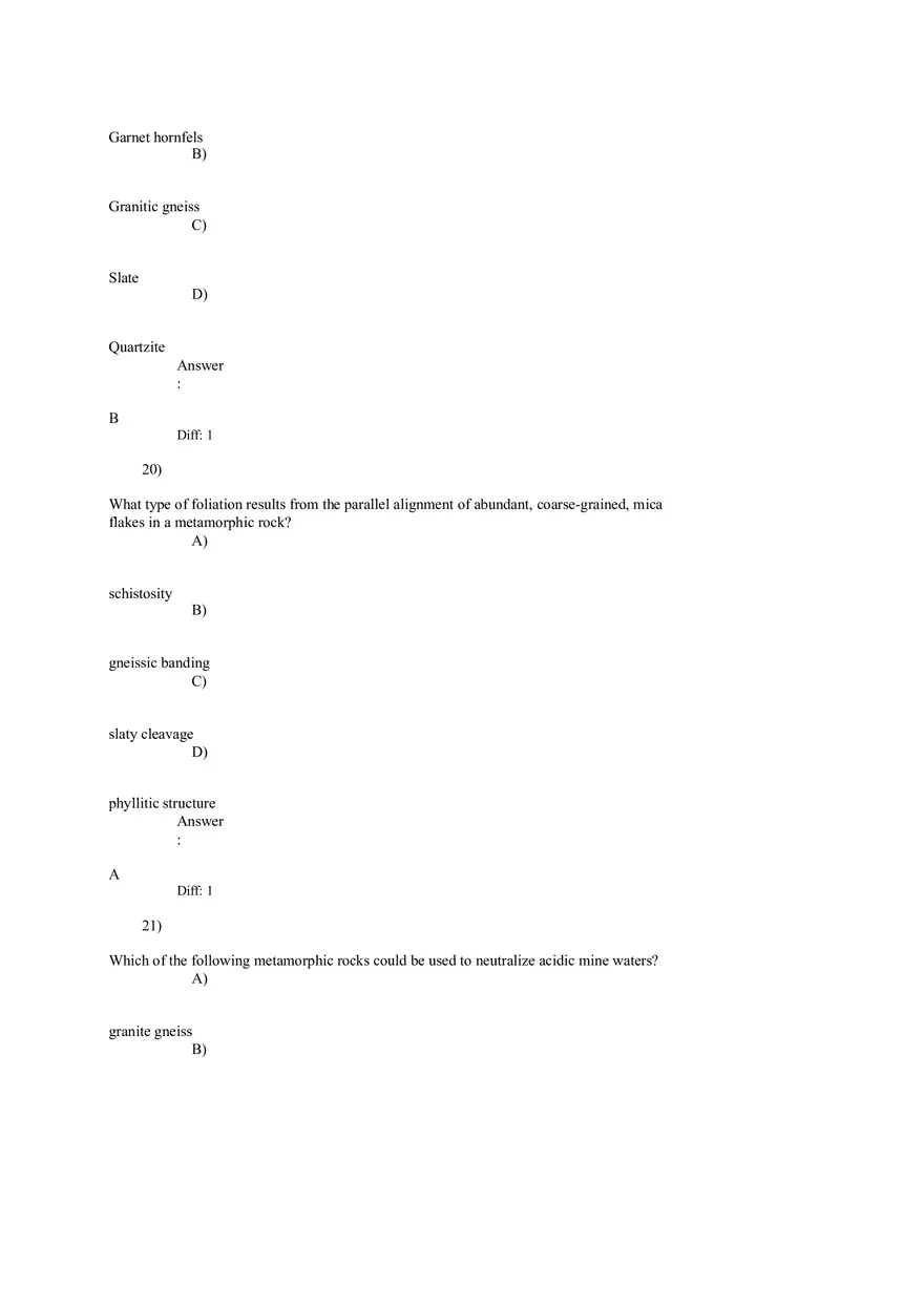 Metamorphism and Metamorphic Rocks Answers 1-26 - Page 12