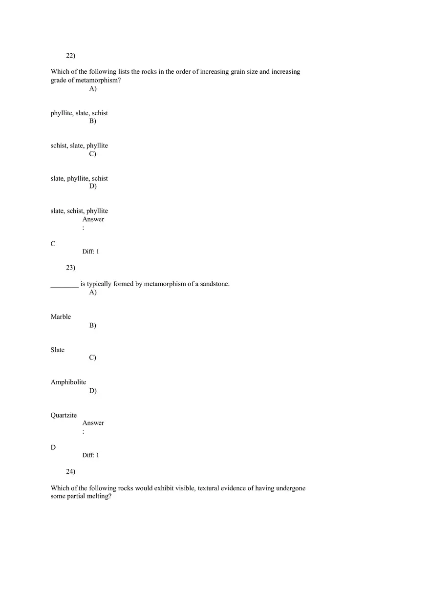 Metamorphism and Metamorphic Rocks Answers 1-26 - Page 3