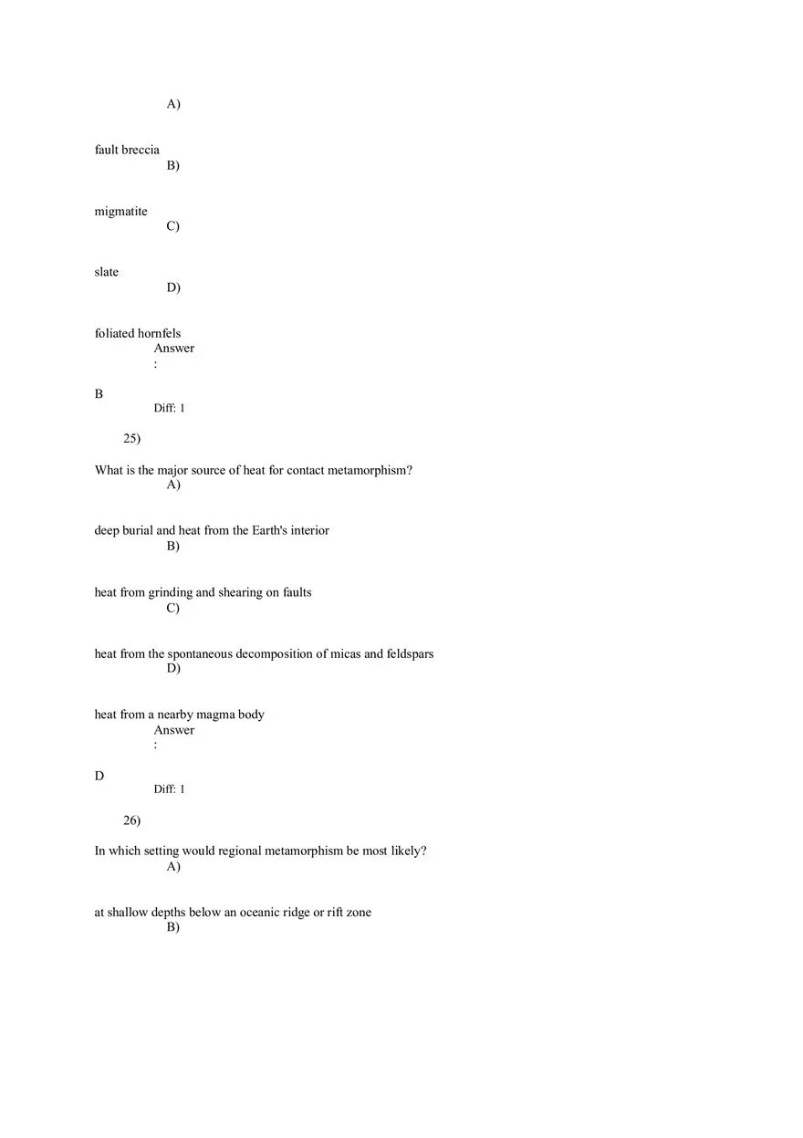 Metamorphism and Metamorphic Rocks Answers 1-26 - Page 4