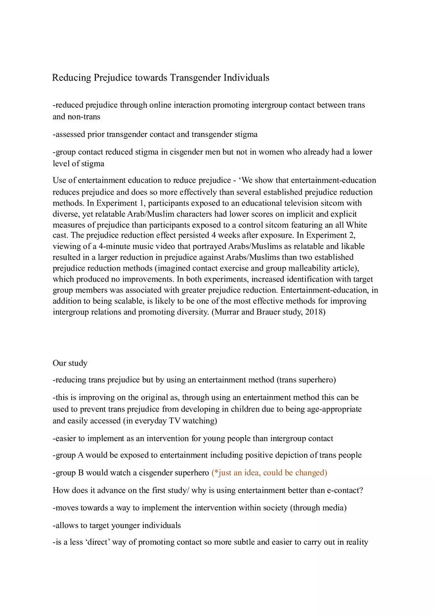 Reducing Prejudice Towards Transgender Individuals - Page 1