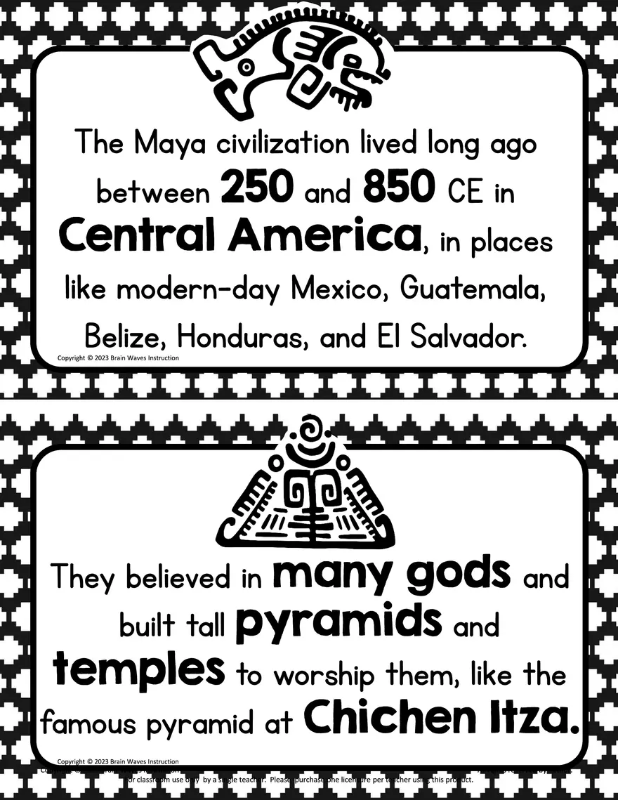 Mayan Fact Cards - Page 1