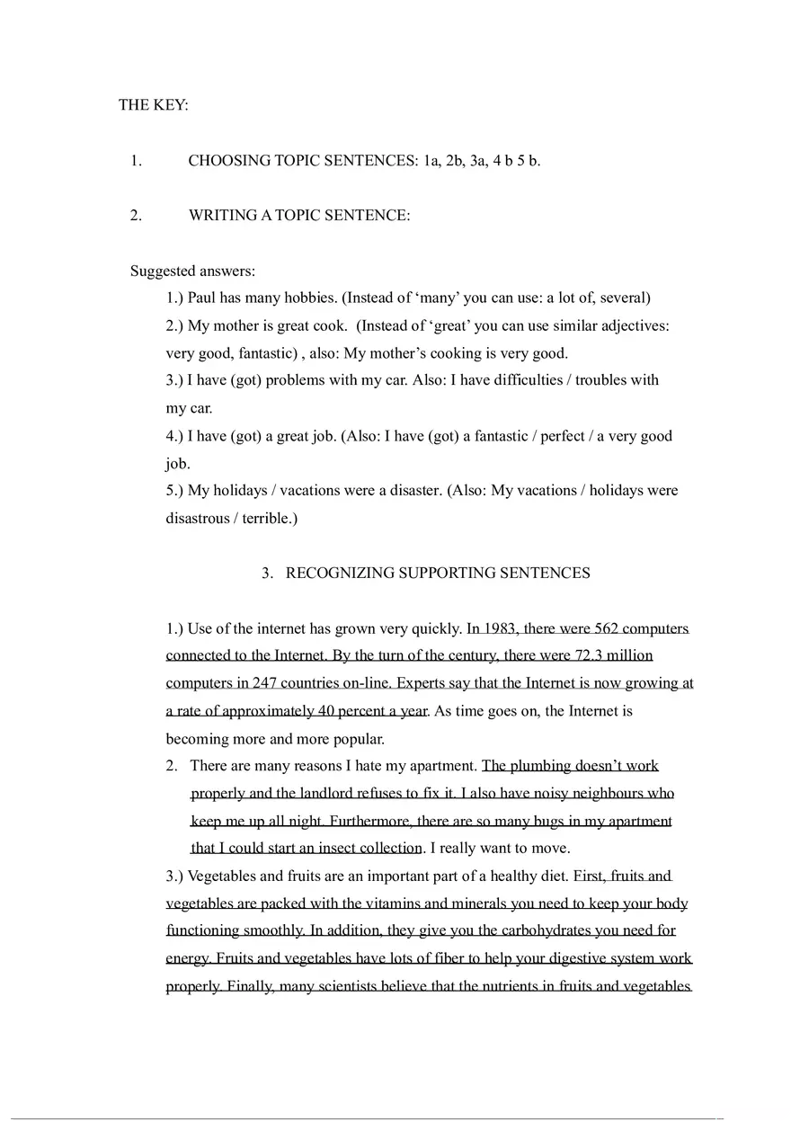 Exercises on Paragraph Writing Choosing Topic Sentences - Page 8