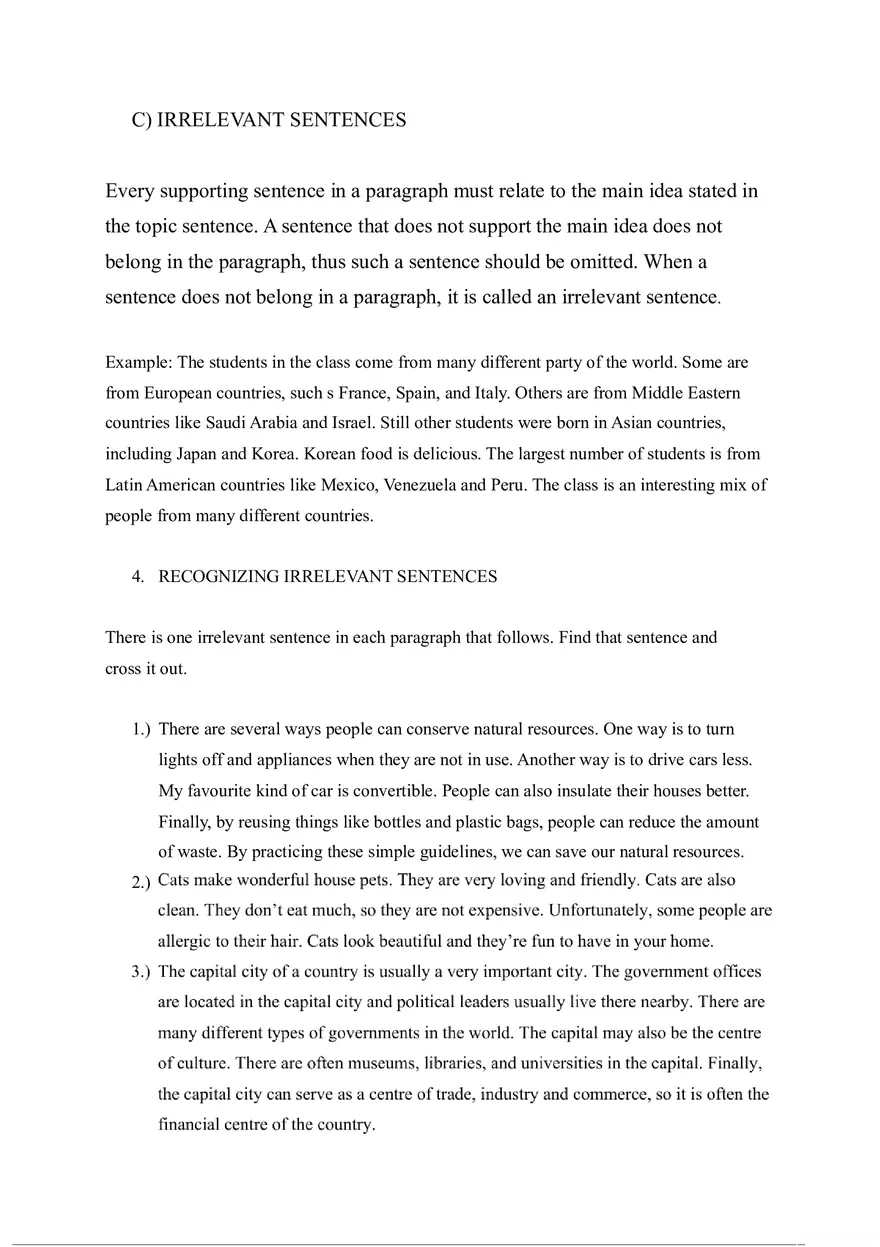 Exercises on Paragraph Writing Choosing Topic Sentences - Page 5