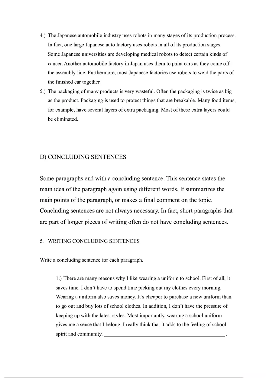 Exercises on Paragraph Writing Choosing Topic Sentences - Page 6