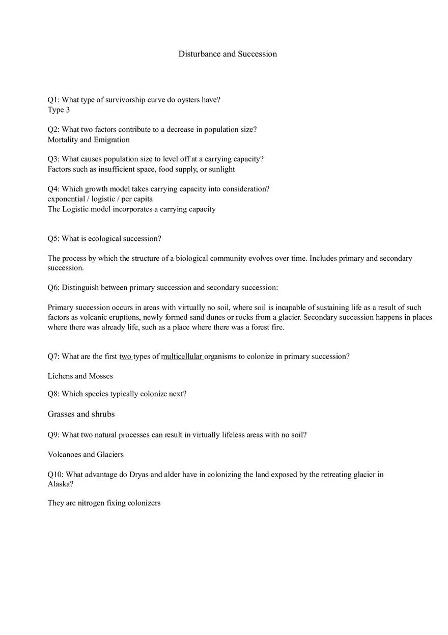 Disturbance and Succession - Page 1
