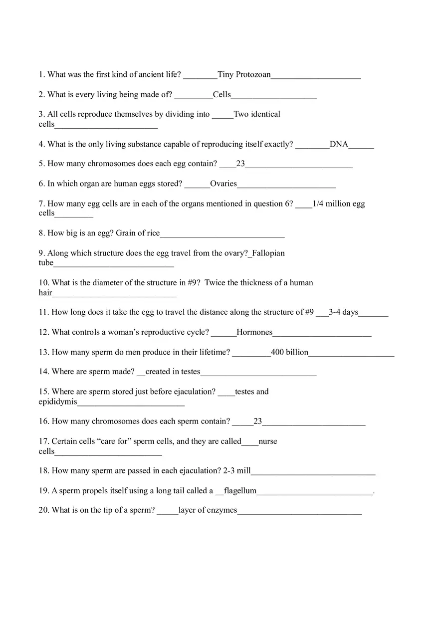 Basic Biology - Life and Reproduction - Page 1