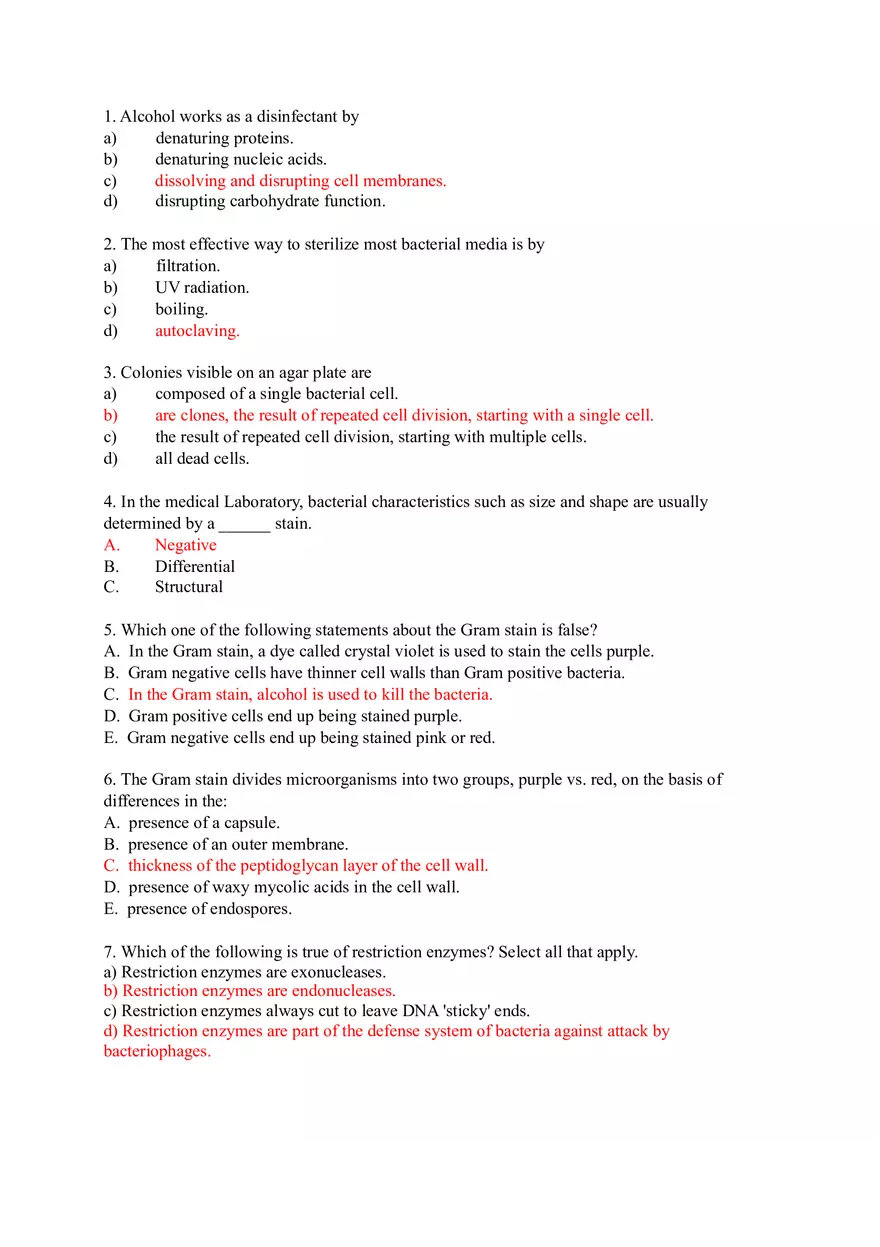 Microbiology Worksheet - Page 1