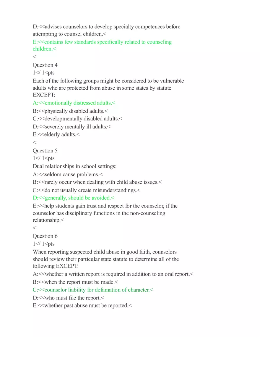 Quiz - Counseling Children and Vulnerable Adults - Page 2