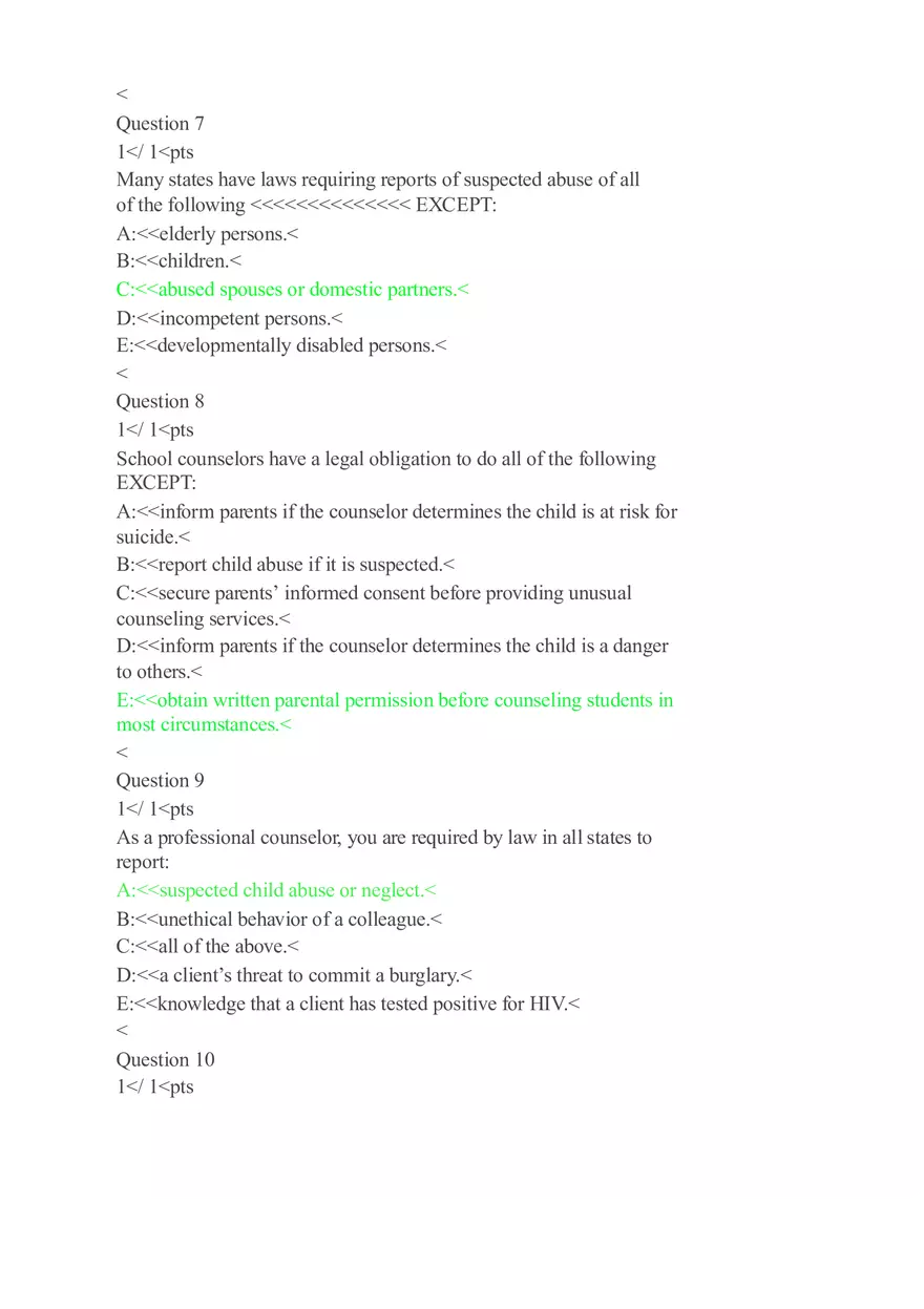 Quiz - Counseling Children and Vulnerable Adults - Page 3