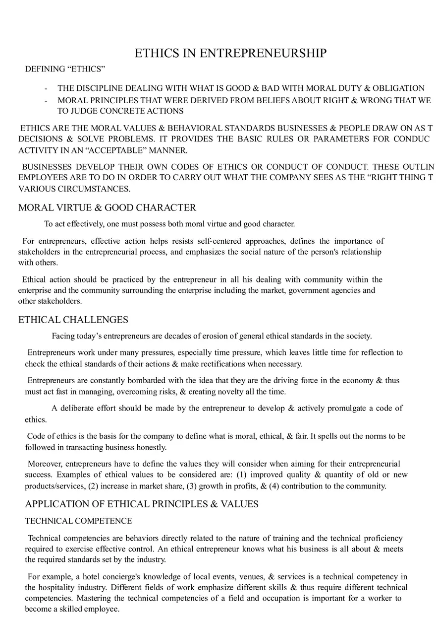 Ethical Standards in Entrepreneurship - Page 1